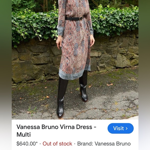 Vanessa Bruno Virna Patterned Long Sleeve Multi Dress Size...